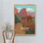 Zion National Park USA Travel Poster Art Print, thumbnail 5 of 8