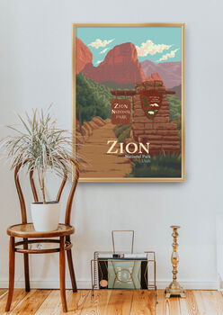 Zion National Park USA Travel Poster Art Print, 5 of 8