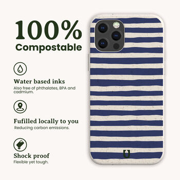 Navy Stripes Eco Phone Case, 2 of 7