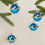 G Decor Four Blue And Gold Planet Christmas Baubles, thumbnail 1 of 7