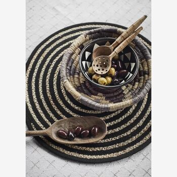 Natural And Black Corn Husk Placemat, 2 of 2