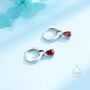 Sterling Silver Garnet Red Cz Droplet Hoop Earrings, thumbnail 4 of 12