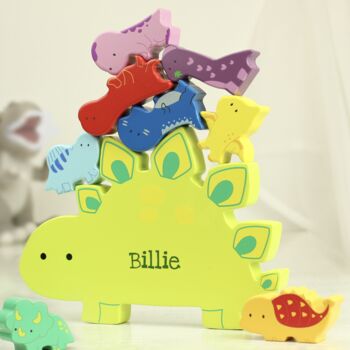 Personalised Wooden Dinosaur Stacker Toy, 4 of 6