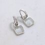 The Faceted Square Blue Topaz Gemstone Hoop Earrings, Silver, thumbnail 4 of 6