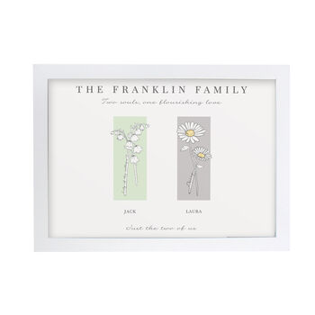 Personalised Flower Of The Month Family A4 Framed Print, 5 of 9
