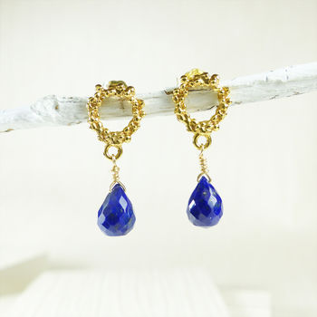 Lapis Lazuli Vermeil Studded Earrings, 3 of 4