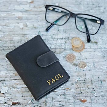 Personalised Black Buffalo Leather Credit Card Case, 8 of 8