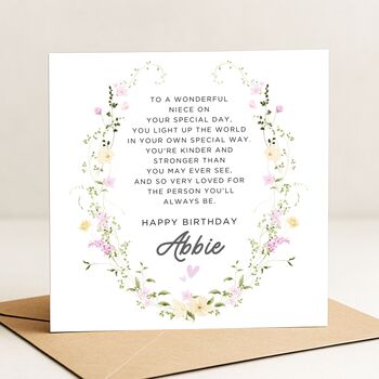 Niece Birthday Poem Card Personalised For Her, 2 of 8