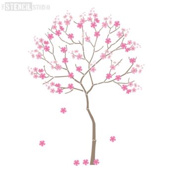 Round Tree With Cherry Blossom Stencil Pack, 12 of 12