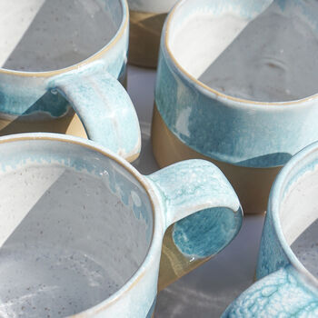 Handmade Large Ceramic Oasis Double Glazed Blue Mug, 5 of 10