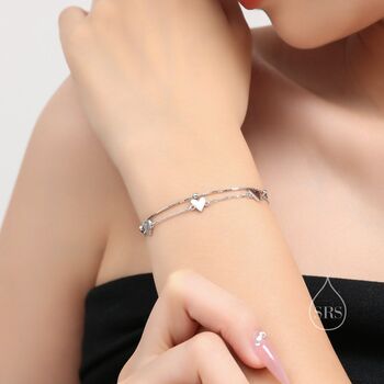 Double Layer Heart Bracelet In Sterling Silver, 2 of 10