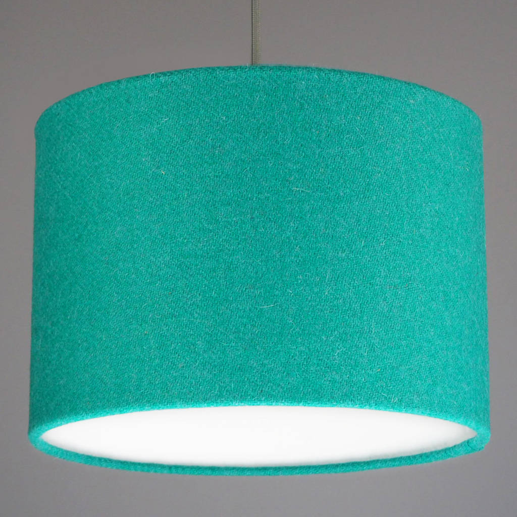 Jade Green Harris Tweed Wool Lampshade By Quirk Notonthehighstreet Com Jade Green Harris Tweed Wool Lampshade
