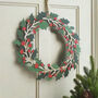 Hand Painted Holly And Red Berry Wooden Christmas Wreath, thumbnail 2 of 4