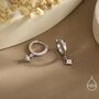 Tiny Cz Starburst Huggie Hoop Earrings Sterling Silver, thumbnail 12 of 12