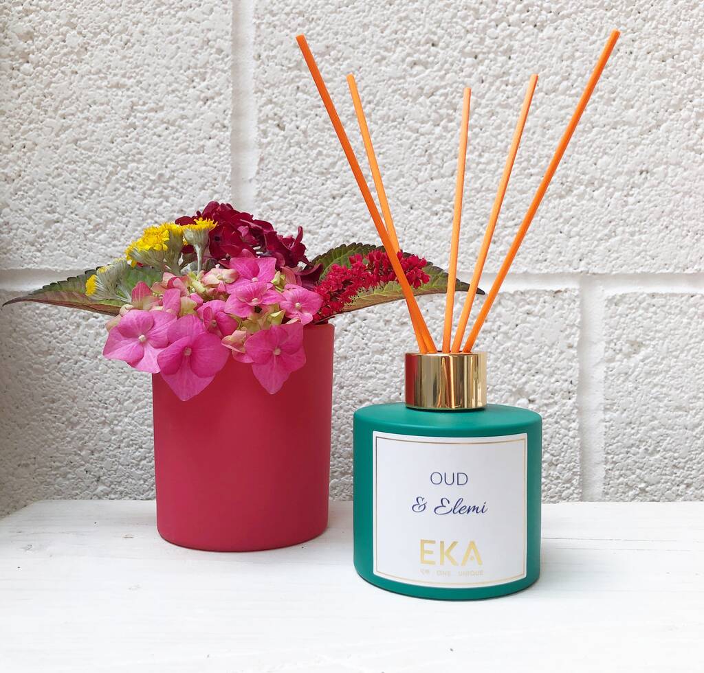 Oud And Elemi Reed Diffuser Can Be Personalised By EKA Scents