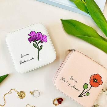 Personalised Birth Flower Jewellery Organiser – March Birth Flower Birthday Gift For Her, 2 of 12