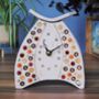 Personalised Pottery Clock With Polka Dots, Spots, Circles In Red, Orange, Yellow, thumbnail 2 of 6