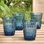 Set Of Four Sapphire Blue Glass Tumblers, thumbnail 1 of 6