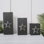 Trio Of Wooden Tea Light Holders Raised Star Design, thumbnail 3 of 11