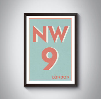 Nw9 Harrow London Typography Postcode Print, 6 of 10