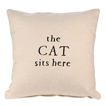 The Cat Sits Here Cream Scatter Cushion, 2 of 2