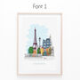 Personalised Paris Illustration, Eiffel Tower, thumbnail 2 of 7