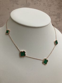 18 K Gold Plated Clover Necklace Rose Gold Emerald, 4 of 5