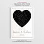 Personalised Star Map Print Romantic Heart Design, thumbnail 2 of 12