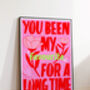 Favourite Lyric Art Print – Neon And Pink, Handwritten Typography With Flowers, thumbnail 6 of 6