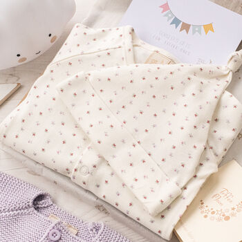 Personalised Blossom And Heart Babygrow Hat And Bib Gift Set For Girls, 11 of 11