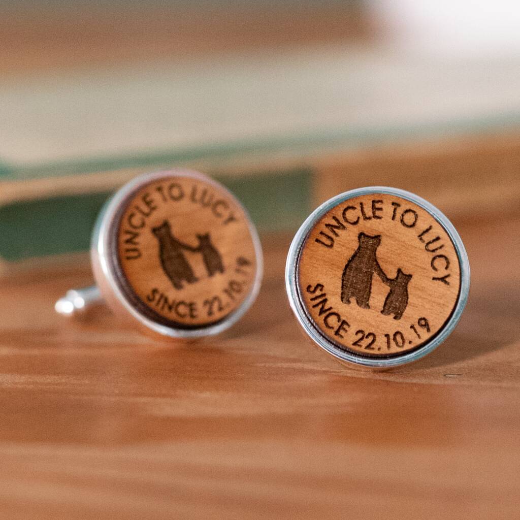 Image of 'Uncle Since…' Personalised Bear Cufflinks For Uncle