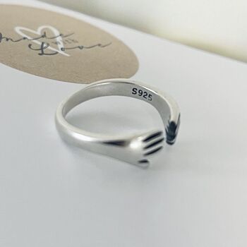 Sterling Silver Adjustable Hug Ring, 2 of 3