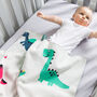 Personalised Dinosaurs Cotton Knit Blanket, thumbnail 1 of 12