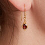 Garnet Gold Plated Silver Antique Style Drop Earrings, thumbnail 3 of 11