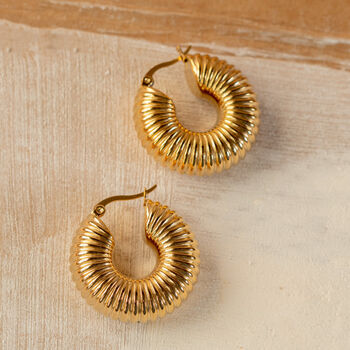 Thick Textured Creole Hoop Earrings, 5 of 6
