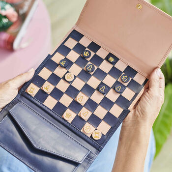 Personalised Leather Chess And Draughts Set, 3 of 7