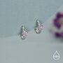 Sterling Silver Pink Crystal Cluster Huggie Hoop Earrings, thumbnail 2 of 10