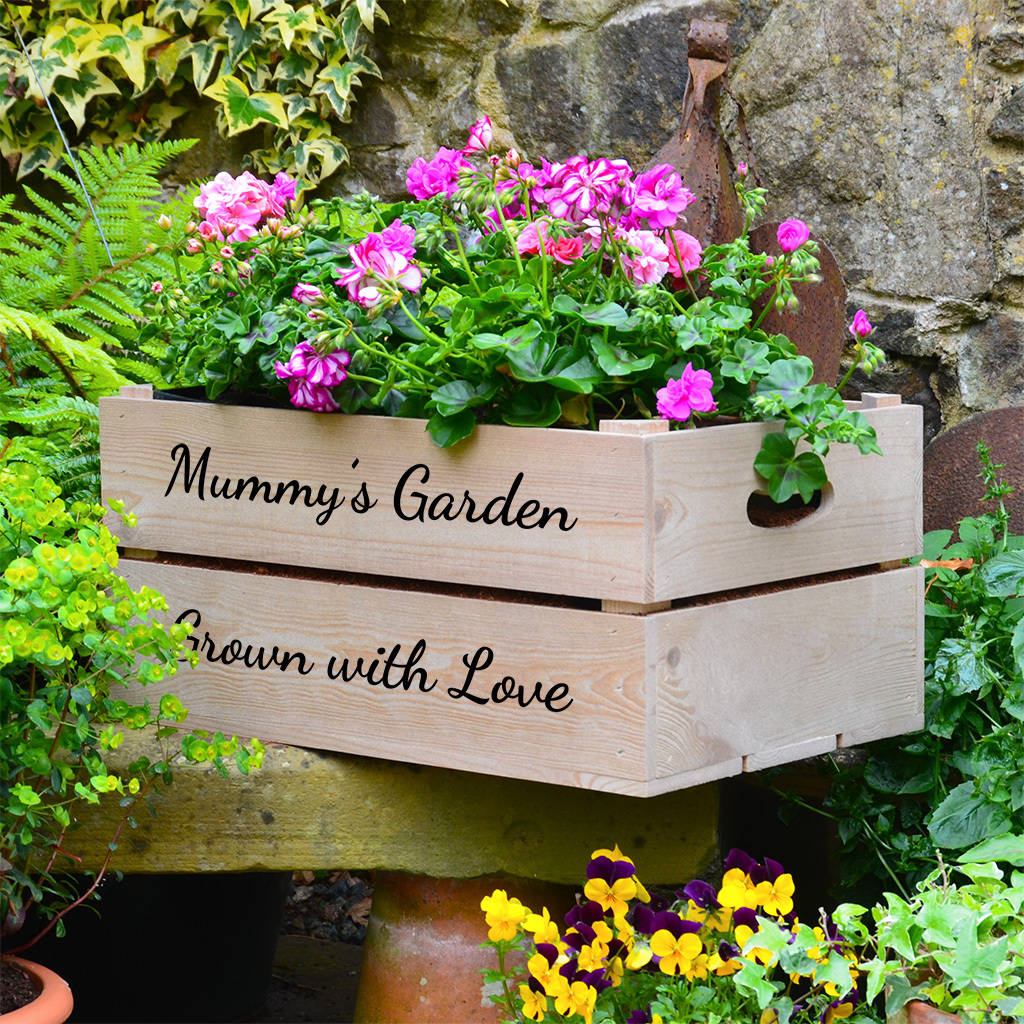 Personalised Wooden Crate Planter By Plantabox 