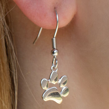 Sterling Silver Personalised Paw Print Earrings, 2 of 6