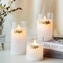 Three Glass Flameless Battery Operated LED Candles, thumbnail 1 of 6