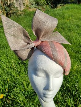 Strped Pink And Grey Head Piece With Bow Detail, 3 of 4