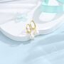 Sterling Silver Genuine Freshwater Pearl With Skinny Hoop Earrings, thumbnail 5 of 11