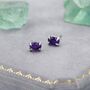 Genuine Dark Amethyst Oval Stud Earrings, thumbnail 3 of 12
