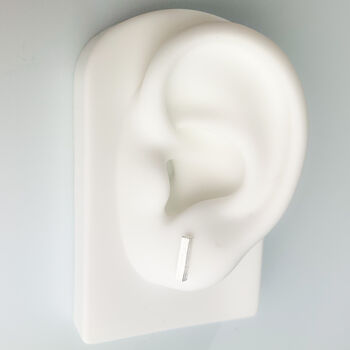 Sterling Silver Textured Bar Stud Earrings, 5 of 5