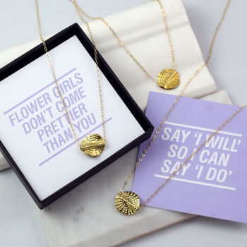 Say 'I Will' So I Can Say 'I Do' 24 K Gold Fan Necklace, 6 of 11