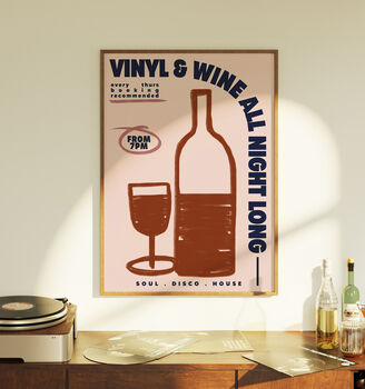 Wine And Vinyl Poster, 3 of 8