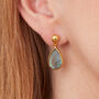 Labradorite Drop Gold Plated Silver Ball Stud Earrings, thumbnail 5 of 12