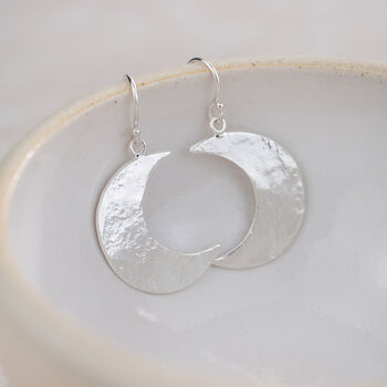 Sterling Silver Large Crescent Moon Earrings, 3 of 3
