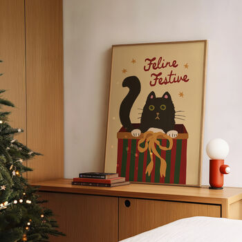 Feline Festive Cat Christmas Print, 2 of 9