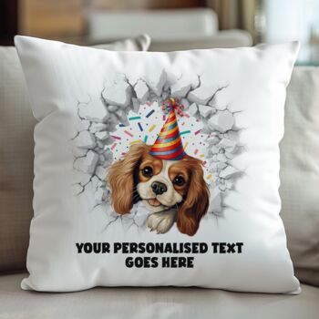Personalised King Charles Spaniel Birthday Break Through Dog, 5 of 8